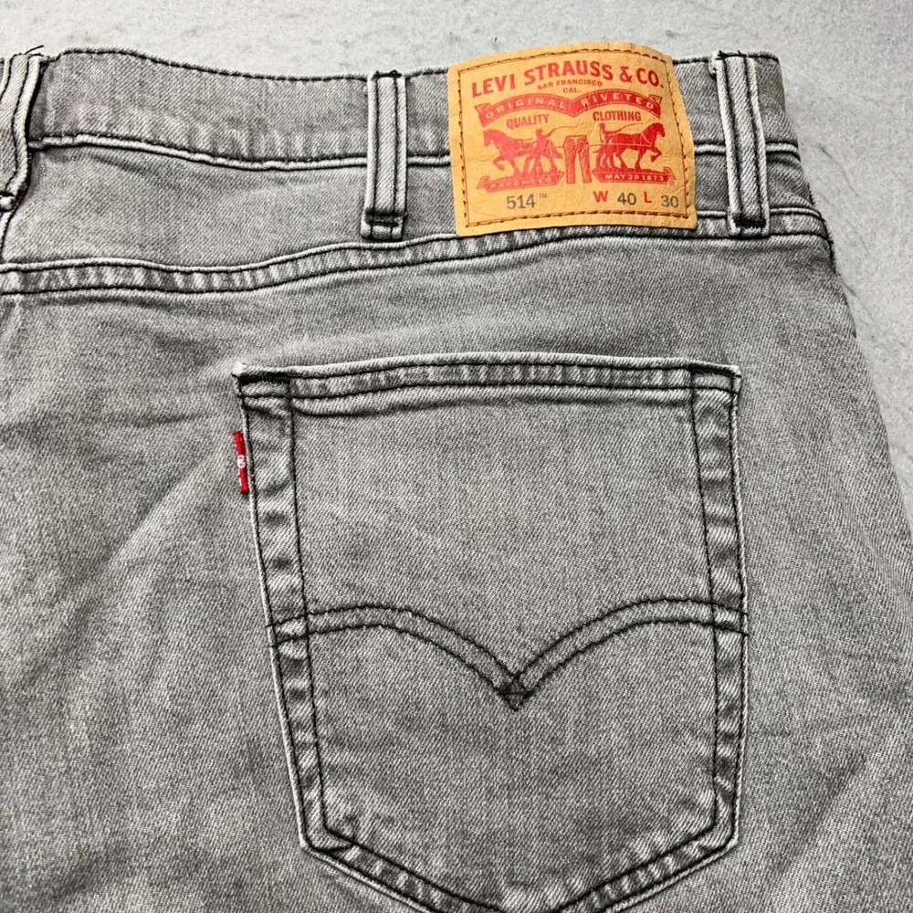 Levis 514 Straight Jeans Mens 40x30 Grey Stretch Denim Pants New 00514-1660
